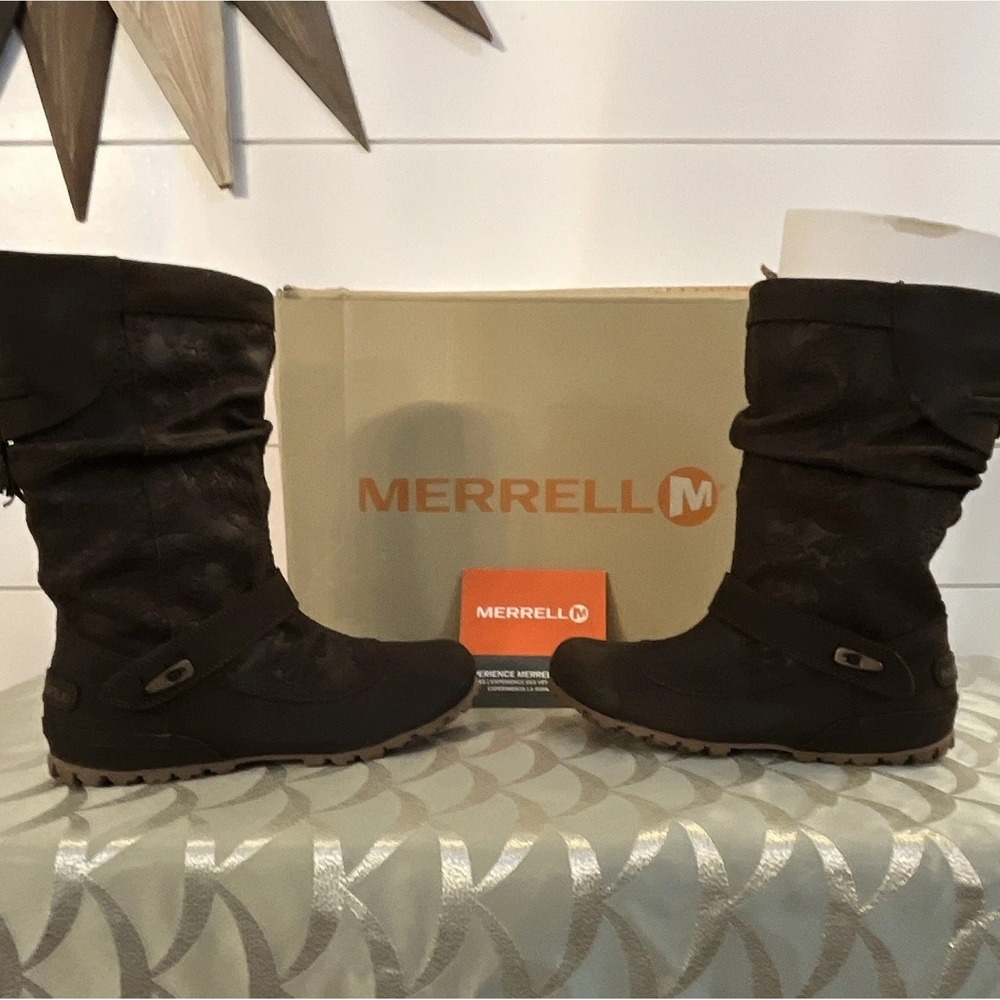 Merrell Haven Pull Brown Leather Pull-On Mid-Calf Bootie Women's US 5.5 M